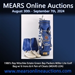 1980s Ray Nitschke Estate Green Bay Packers Miller Lite Golf Bag w/ 6 Irons & A Pair of Cleats (MEARS LOA)