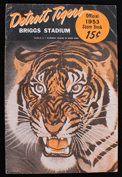 1953 Detroit Tigers Cleveland Indians Multi Signed Briggs Stadium Scorebook w/ 5 Signatures Including Al Rosen, Luke Easter & More (JSA)