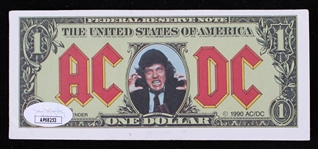 1990 Brian Johnson Lead Singer Signed ACDC Dollar Bill *JSA*