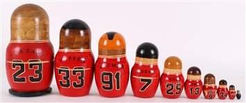 1987-89 Michael Jordan Chicago Bulls Memorabilia Collection - Lot of 17 w/ Pinback Buttons & 1996 NBA Champions Nesting Doll