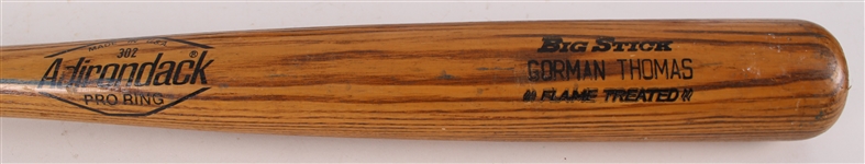 1980's Gorman Thomas Milwaukee Brewers Memorabilia Collection - Lot of 4 w/ 1982 Game Used Adirondack Bat & Three Signed Items (MEARS LOA/JSA)