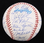 1993 Minnesota Twins Team Signed OAL Brown Baseball w/ 36 Signatures Including Kirby Puckett, Dave Winfield, Tom Kelly & More (JSA)