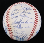 1993 Minnesota Twins Team Signed OAL Brown Baseball w/ 36 Signatures Including Kirby Puckett, Dave Winfield, Tom Kelly & More (JSA)