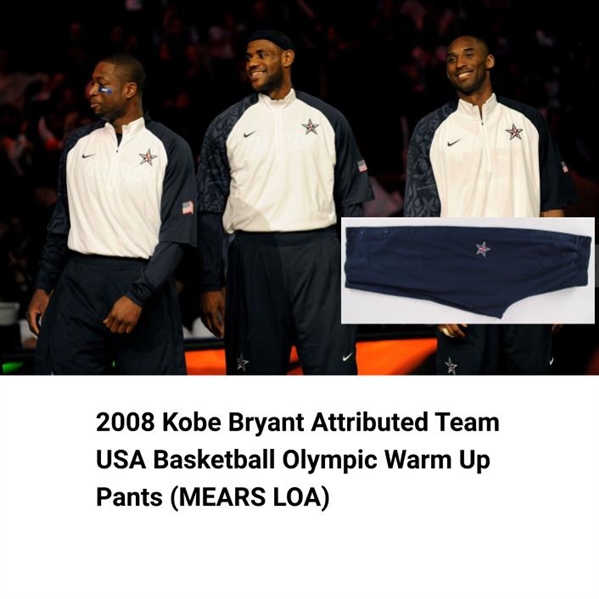 2008 Kobe Bryant Attributed Team USA Basketball Olympic Warm Up Pants (MEARS LOA)