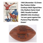1960 (November 13) Green Bay Packers Dallas Cowboys Multi Signed New City Stadium Game Used ONFL Rozelle Football (MEARS LOA) (Cowboys 1st ever game against the Packers)*Ray Nitschke Estate*