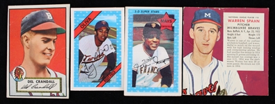 1952-72 Baseball Trading Cards - Lot of 4 w/ Del Crandall, Warren Spahn, Willie Mays & Tony Oliva