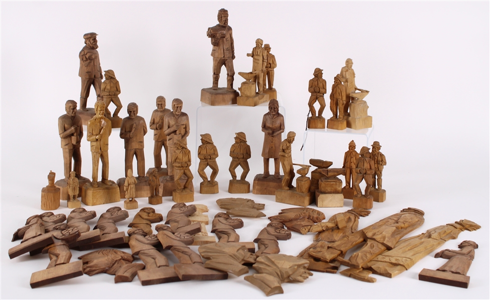 1940s-50s R.A. Struck Carved Wooden Figure Collection (Lot of 40+)