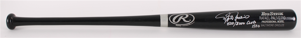 2010's Rafael Palmeiro Texas Rangers Signed & 500/3,000 Club Inscribed Rawlings Adirondack Bat **Elite / AuthenticGraphs COAs** 