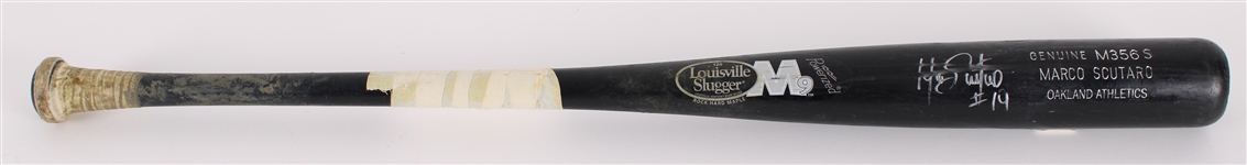 2005-07 Marco Scutaro Oakland Athletics Signed Louisville Slugger Professional Model Game Used Bat (MEARS LOA) **Talkin Baseball COA / 400**