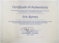 2006 Eric Byrnes Arizona Diamondbacks Signed Louisville Slugger Professional Model Bat **SF Jacobson COA / 400**