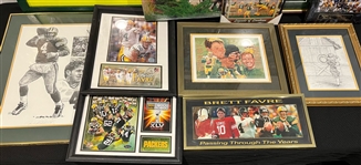 1990s-2000s Green Bay Packers Brett Favre, Bart Starr Over Sized Framed Photos, Prints, Plaques & more (Lot of 65+)