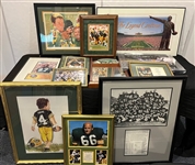 1990s-2000s Green Bay Packers Brett Favre, Bart Starr Over Sized Framed Photos, Prints, Plaques & more (Lot of 65+)