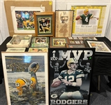 1990s-2000s Green Bay Packers Brett Favre, Bart Starr Over Sized Framed Photos, Prints, Plaques & more (Lot of 65+)