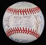 1985-94 Hall of Famers & Stars Multi Signed OAL Brown Baseball w/ 28 Signatures Including Al Kaline, Brooks Robinson, Mark Fidrych, Bob Feller & More **Global COA / 362**