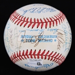 1985-94 Hall of Famers & Stars Multi Signed OAL Brown Baseball w/ 28 Signatures Including Al Kaline, Brooks Robinson, Mark Fidrych, Bob Feller & More **Global COA / 362**