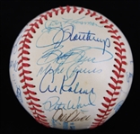 1985-94 Hall of Famers & Stars Multi Signed OAL Brown Baseball w/ 28 Signatures Including Al Kaline, Brooks Robinson, Mark Fidrych, Bob Feller & More **Global COA / 362**