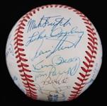 1985-94 Hall of Famers & Stars Multi Signed OAL Brown Baseball w/ 28 Signatures Including Al Kaline, Brooks Robinson, Mark Fidrych, Bob Feller & More **Global COA / 362**