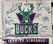 1994-95 Milwaukee Bucks Team Signed 37 x 70 MGD Schedule Banner w/ 13 Signatures Including Glenn Robinson, Vin Baker, Todd Day & More (JSA)