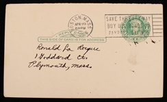 1950 Vern Stephens Boston Red Sox Signed 3.25 x 5.5 Postcard (JSA)