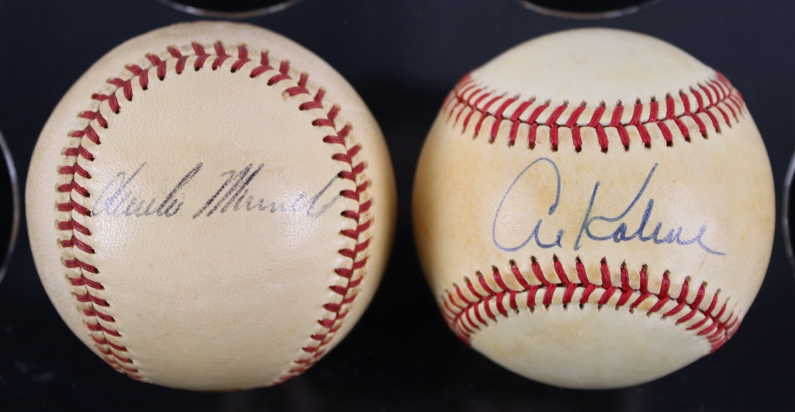 1960s-90s Al Kaline Charlie Maxwell Detroit Tigers Signed Baseballs - Lot of 2 **219**