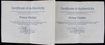1980's-2000's Cecil Fielder Prince Fielder Father / Son Duo Signed Baseballs - Lot of 3 w/ Gold Home Run Derby Money Ball & More **SF Jacobson COA / 217**