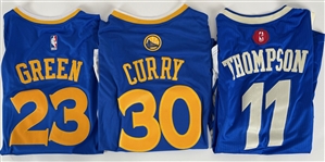 2015-24 Klay Thompson Steph Curry and Draymond Green Golden State Warriors Replica Adidas Swingman Jerseys (Lot of 3) (332)