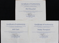 1985-1993 Rick Reuschel Robby Thompson and Will Clark SF Giants Signed Robert M. Parish Rawlings Gold Glove Winner Balls (Lot of 3)(Jacobson) (385)