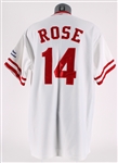 1963-77, 84-86 Pete Rose Cincinnati Reds Autographed STAT Jersey 237/500 (340)