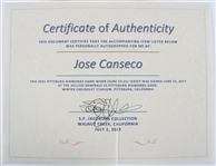 2015 Jose Canseco Pittsburgh Diamonds Autographed Game Worn Majestic Jersey (Jacobson) (394)