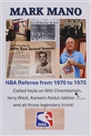 1970-75 Mark Mano NBA Referee Signed Game Worn Referee Jersey (MEARS LOA)