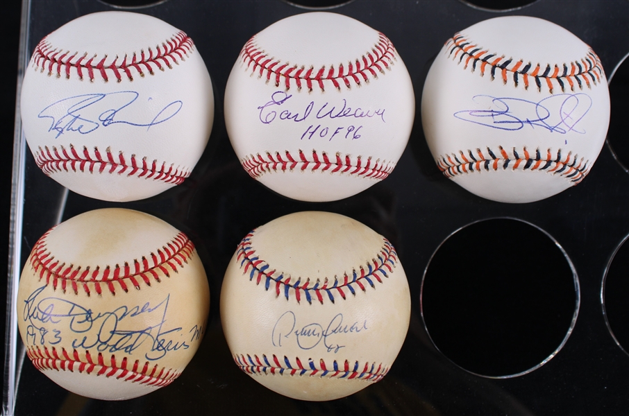 1983-2000s Baltimore Orioles Signed Baseballs - Lot of 5 w/ Earl Weaver, Roberto Alomar, Rick Dempsey & More **SF Jacobson COA / 253**