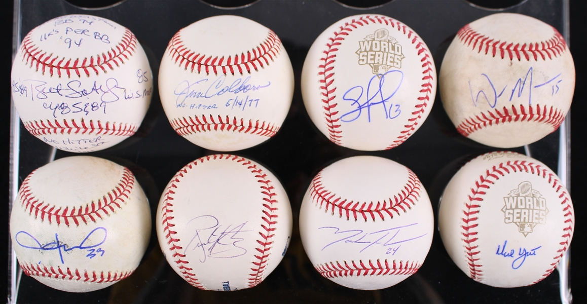 1980s-2010s Kansas City Royals Signed Baseballs - Lot of 8 w/ Bret Saberhagen, Salvador Perez, Ned Yost & More **SF Jacobson COA / 235**