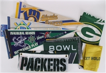 1980s-1990s Green Bay Packers & Milwaukee Brewers Pennants & Flags (Lot of 24)
