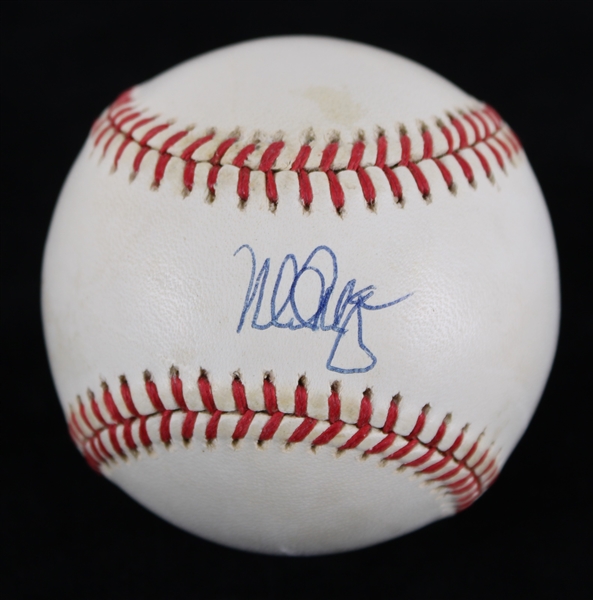 1986-89 Mark McGwire Oakland Athletics Signed OAL Brown Baseball **SF Jacobson COA / 204**
