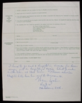 1969 Warren Spahn Milwaukee Braves Signed MLB Players Benefit Plan Form (JSA)