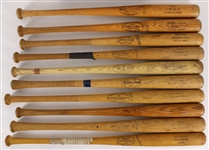 1920s-60s Babe Ruth & Lou Gehrig 18x21 Framed Photo w/ Store Model Baseball Bat Collection (Lot of 11)