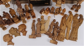 1940's-50's R.A. Struck Carved Wooden Figure Collection w/ 10x17 Framed Pieces (Lot of 50+)