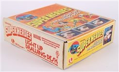 1976 High Grade DC Comics Superheroes MIB Light Up Drawing Desk by Lakeside Featuring Batman, Superman, Wonder Woman, and Shazam!