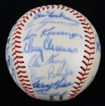1965 Chicago Cubs Team Signed ONL Giles Baseball w/ 25 Signatures Including Ernie Banks, Ron Santo & More (JSA)