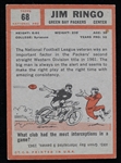 1962 Jim Ringo Green Bay Packers Topps Trading Card #68