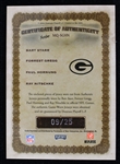 2006 Green Bay Packers Material Quads Playoff National Treasures Game Used Relic Football Trading Card w/ Bart Starr, Ray Nitschke, Paul Hornung & Forrest Gregg (09/25)