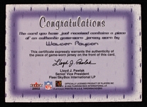 2002 Walter Payton Chicago Bears Fleer Throwbacks Classic Clippings Game Used Relic Football Trading Card