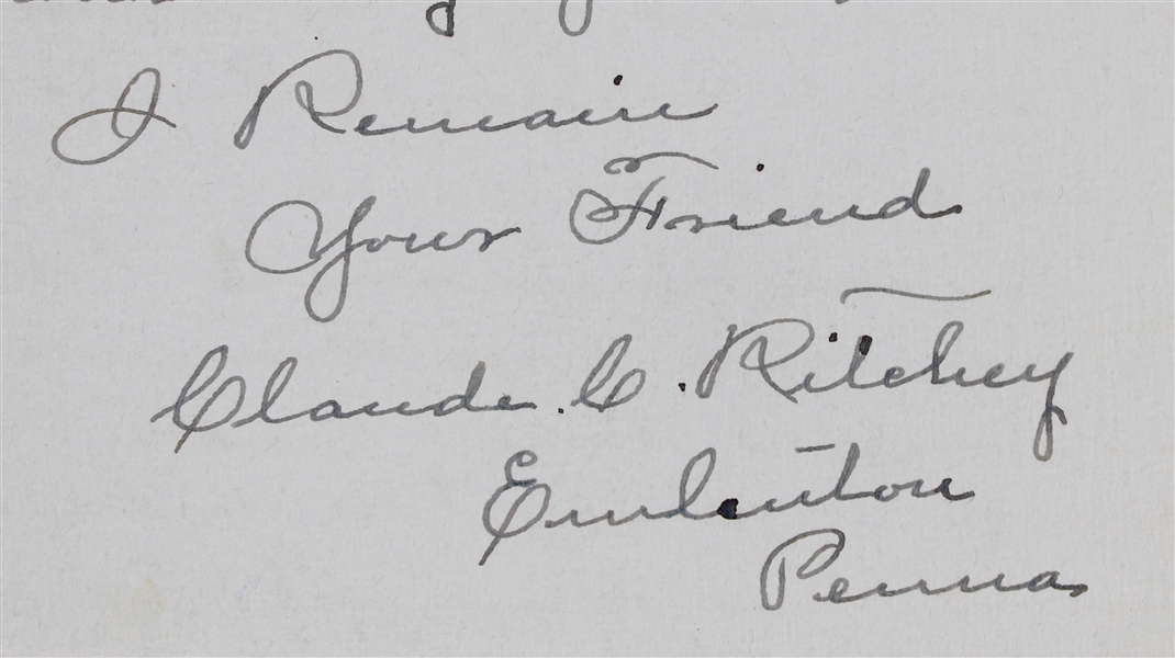 Lot Detail - 1943 Claude Ritchey Cincinnati Reds Signed Letter (JSA)