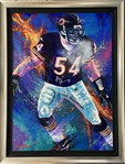 2000-2012 Brian Urlacher Chicago Bears Signed 51x67 Framed Bill Lopa Painting (JSA)
