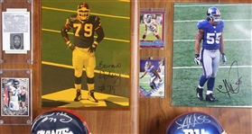 1989-2007 Dave Meggett, Jesse Armstead & more NY Giants Signed Mini Helmet, Photo 14x20 Plaques (Lot of 4)(JSA) 