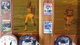 1989-2007 Dave Meggett, Jesse Armstead & more NY Giants Signed Mini Helmet, Photo 14x20 Plaques (Lot of 4)(JSA) 