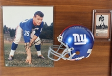 1940s-60s Kyle Rote, Chuck Conerly & more NY Giants Signed Mini Helmet, Photo 14x20 Plaques (Lot of 4)(JSA) 