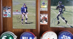 1970s-2013 Craig Morton, Hakeem Nicks & more NY Giants Signed Mini Helmet, Photo 14x20 Plaques (Lot of 4)(JSA) 