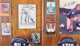 1950-1975 Roosevelt Grier, Ron Johnson & more NY Giants Signed Mini Helmet, Photo 14x20 Plaque (Lot of 4)(JSA) 