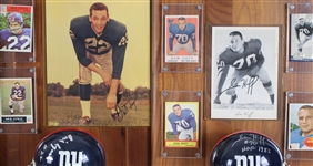 1956-1974 Pete Gogolak, Sam Huff & more NY Giants Signed Mini Helmet, Photo 14x20 Plaques (Lot of 4)(JSA)